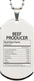 DesiDD Funny Beef Producer Gifts - Nutrition Facts Dog Tag Necklace for Cattle
