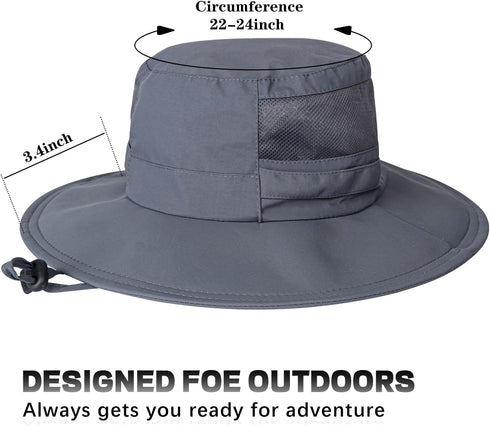 Sun Hat for Men and Women - UPF 50+ Waterproof Wide Brim Bucket Hat for Hiking, Garden, Safari, Beach