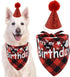 Dog Birthday Bandana Scarf with Cute Bling Hat - Pet Party Supplies for Small Medium Large Dogs (Red)