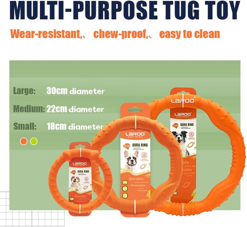 LaRoo Dog Training Ring - Outdoor Fitness Floatable Pulling Toy and Flying Disc for Small Dogs
