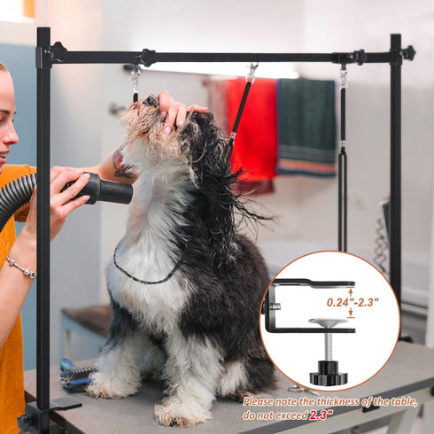 H-Shape Dog Grooming Arm with Clamp, 33" Height Adjustable and 38" - 50" Width for Small/Medium/Large Dogs