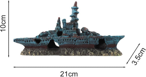 FABULETTA Resin Warship Ornament, Aquarium Decoration Fish Tank Landscaping, Safe Creative Pirate Decor for Small Fish