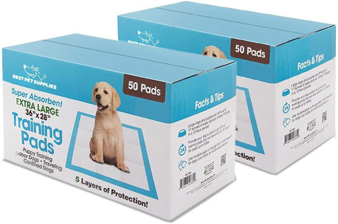 Best Pet Supplies, XL (36" x 28") Disposable Puppy Pads - 100 Pack, Ultra Absorbent, Leak Resistant, Baby Blue