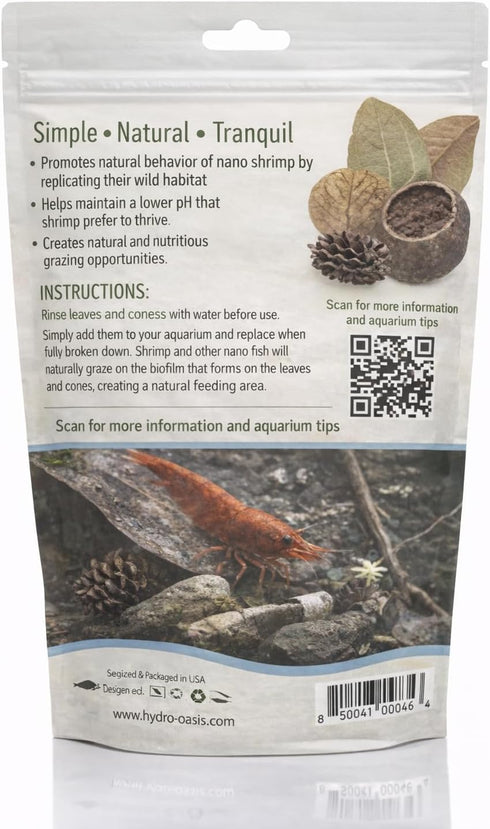 10CT HydrOasis Nano Shrimp Leaf Mix for Freshwater Aquariums Natural Leaves & Cones for Shrimp Tank Habitat