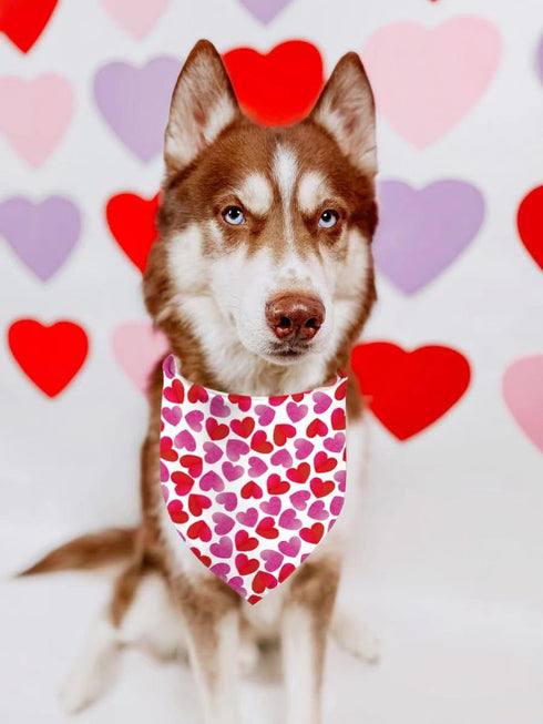 Kunovate 2 Pack, Valentine's Day Dog Bandanas Hearts Dog Bandana Reversible Triangle Bibs Scarf, Adjustable Bandanas