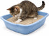 Large Cat Litter Pan Blue, Open Top Kitty Litter Box Tray for Indoor Cats, High Side Design for Cleaner Floors, Easy