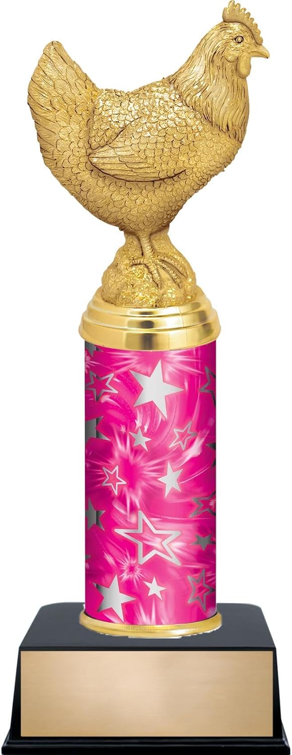 Animals Custom Engraved Pink and Silver Star Column Trophy Awards