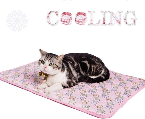 SEIS Dog Ice Pad Ice Silk Cats Kennel Mat Pet Cooling Pad Summer Cool Bamboo Mat Breathable Pad (Pink, M)