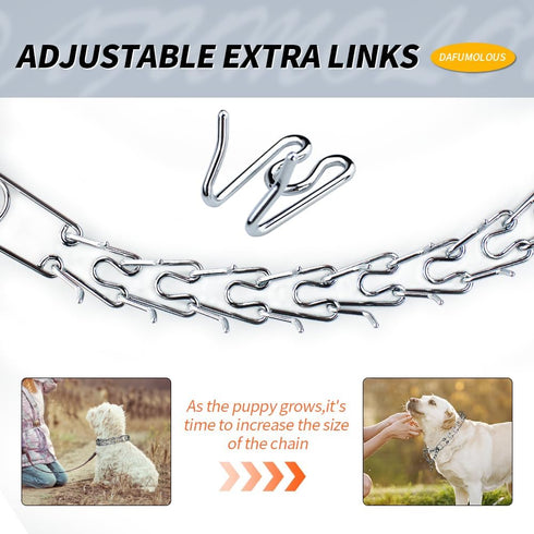 Chrome Plated Prong Dog Collar, No Pull Dog Collar with Spikes for Pinch Training