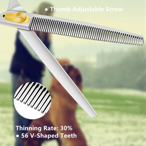 HASHIMOTO Grooming Scissors for Dogs, 7.5 inch Thinning Shears, 56 Teeth, Light Weight, Balanced