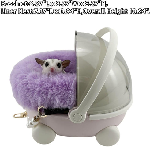 Copfeu Sugar Glider Carrier Cage with Warm Nest, Cushion, Mat and Safe Lock, Portable Cages with Chain, Small Animals
