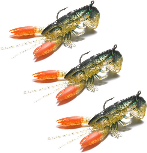 Lixada Soft Fishing Lure Crawfish Bait, Shrimp Lobster Claw Artificial Lure Swimbait, 8cm/14g