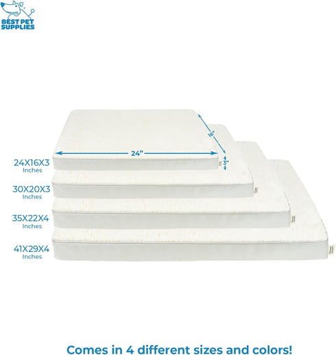 Best Pet Supplies Cute Dog Crate Mat - Waterproof Exterior, Thick Orthopedic Egg Foam Mattress - Beige, 24X16X3