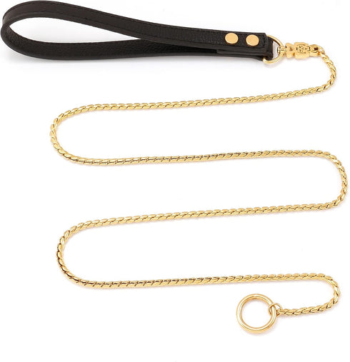 CaptainSteeL Stainless Steel Dog Leash, 3ft/4ft, Integrated Collar and Leash, 5mm Metal for Small and Large Pets