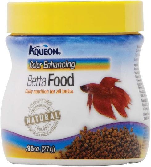 Aqueon Color Enhancing Betta Food Pellets, 3 Pack, 0.95 Ounces Per Container