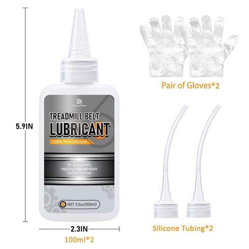 7oz 100% DecorRom Silicone Treadmill Lubricant - Treadmill Lube with Application Tubes, Silicone Oil for Most Treadmill
