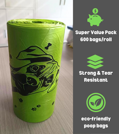 (600 (1 600 Dog Poop Biodegradable Bags One Biig Roll ct.) Eco-friendly Doggy Poop Bags Pet Waste Pickup Bag Degradable