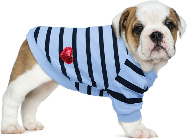 Pet Dog Striped T-Shirt Cotton Vest for Dogs and Cats, Spring Summer Tee Shirt for Small Medium Large Pets, French