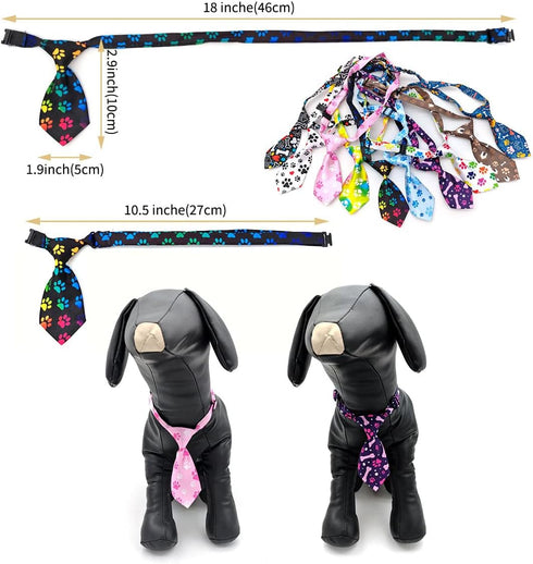 PET SHOW 10pcs Pack Paw Small Dog Neckties for Dogs and Cats, Adjustable Holiday Grooming Accessories