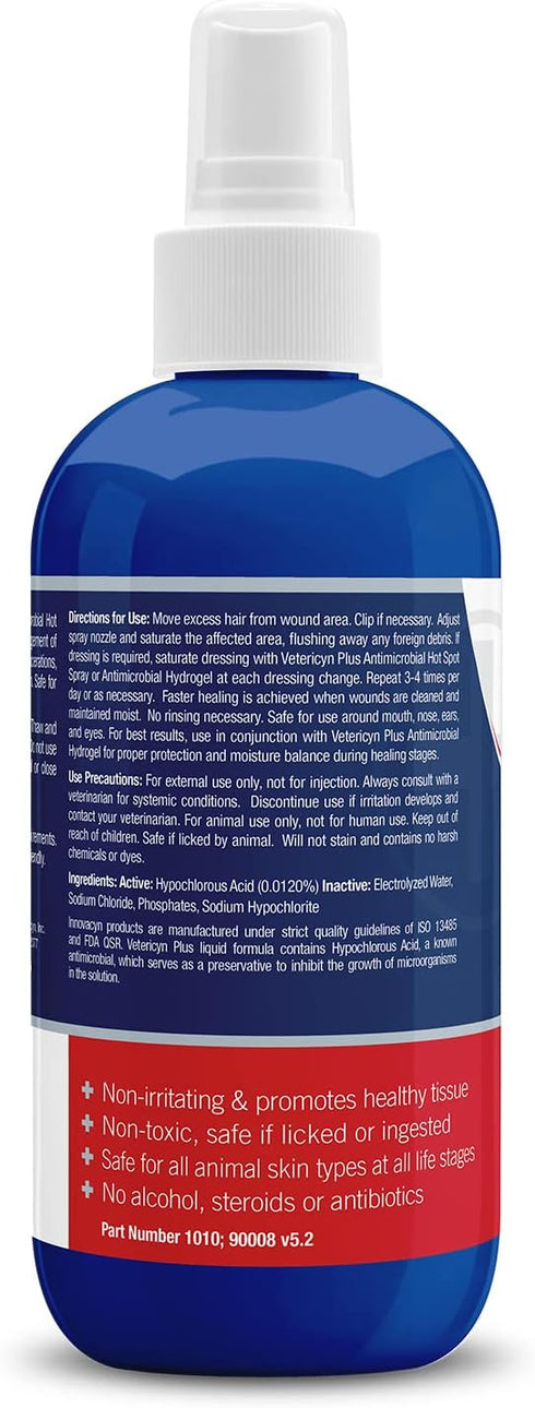 Vetericyn Plus Hot Spot Spray for Dogs, 8 Ounces, Skin Sores & Irritations Relief