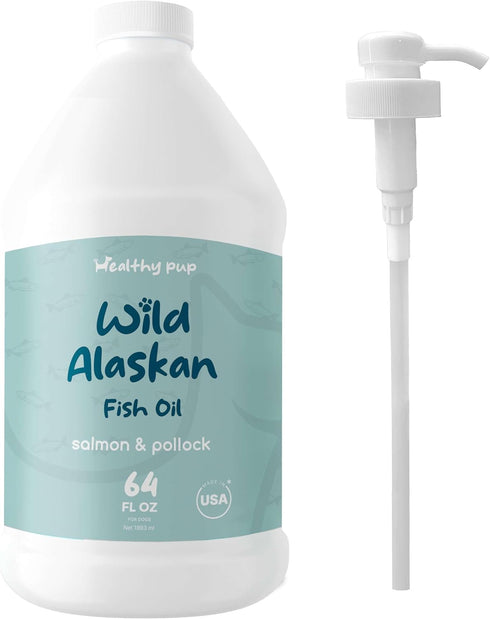 Wild Alaskan Salmon Oil for Dogs, 64 oz - Omega 3 Fish Oil Supplement for Skin and Coat, Made in USA