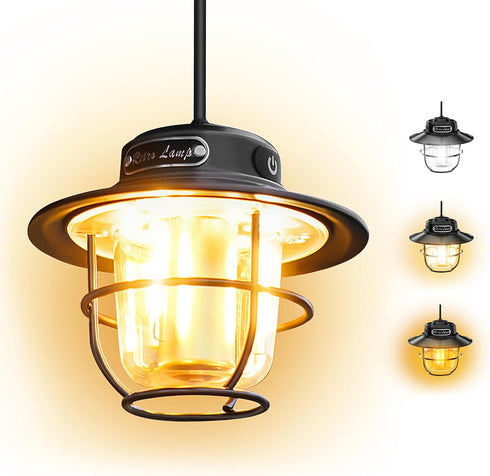 Rechargeable Camping Lantern, Portable Retro Light with 4 Waterproof Modes (1300-6500K) for Camping, Hiking, Emergency,