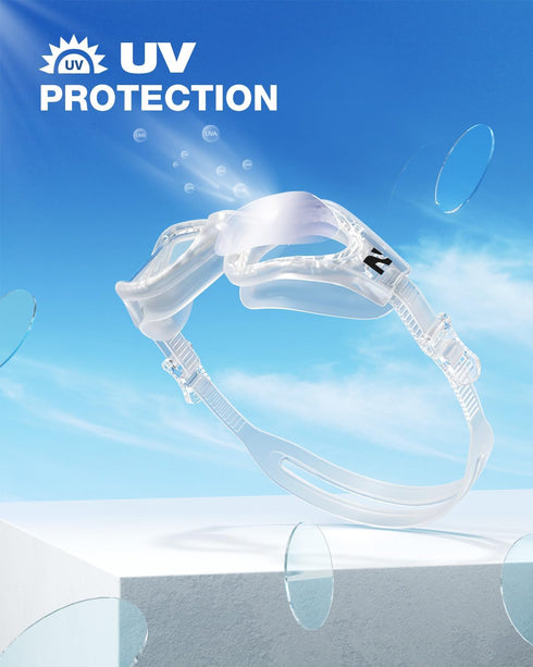 ZIONOR G1 Lite Swim Goggles with Swim Cap, Comfortable Anti-fog Set for Adult Men Women