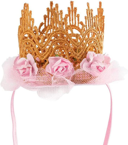 Dog Tutu Skirt, Birthday Party Supplies with Pink Bowtie and Crown Hat for Dog Princess Costume