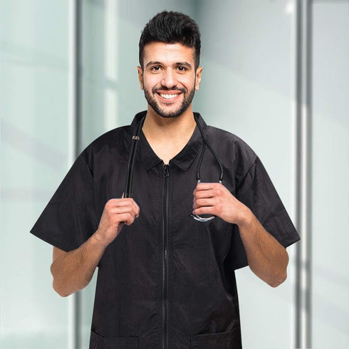 Noverlife XL Pet Grooming Workwear with Full Zipper, Anti-Static Lightweight Hair Repellent Shirt for Grooming Shop