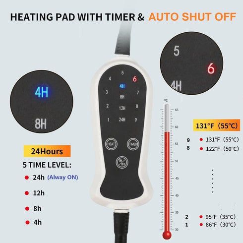 Puppy Heating Pad for Whelping New Born Dogs, Heated Bed with Auto Shut Off Timer, 9 Level Heater, Large 34x21 in
