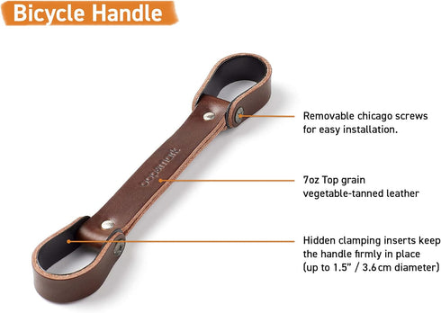 oopsmark Leather Bicycle Handle and Lifter for Bike Frame
