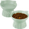 Elevated Ceramic Cat Bowls, 2Pc Extra Wide Raised Shallow Food and Water Dish, Whisker Friendly, Anti Vomit, Microwave
