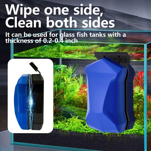 LYCLEAN 2 0.4-0.6 Inch Magnetic Fish Tank Glass Cleaner, Dual-Blades Algae Scraper Glass Cleaner Scrubber