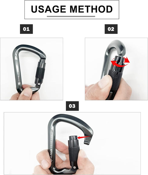 SEPEAK UIAA 30kN Climbing Carabiner Clips, Heavy Duty Twist Locking for Climbing, Camping, Hiking