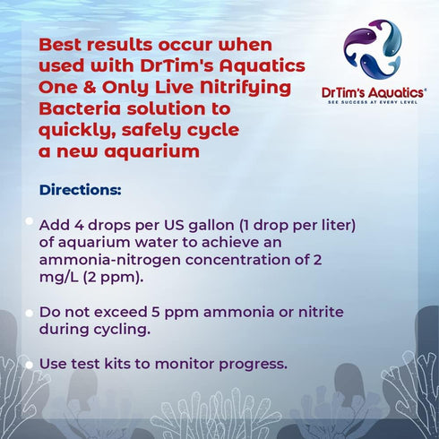DrTim’s Aquatics Ammonium Chloride Solution - 4 oz for Fishless Cycling in Freshwater & Saltwater Aquariums