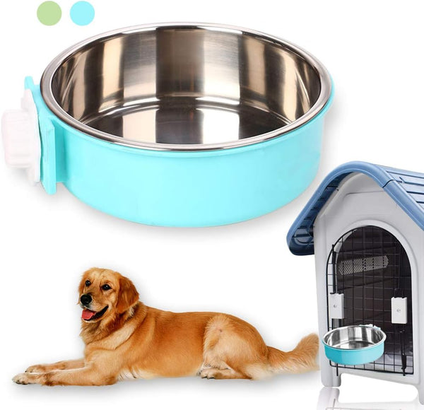 Pet Hanging Bowl, 2-in-1 Removable Stainless Steel Food Bowl for Puppy/Cat, Large Water Feeder for Dogs