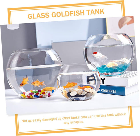 Flat Fish Tank Hydroponic Planter, Glass Aquarium Bowl, Water Plant Vase, Betta Tank Fish Supplies