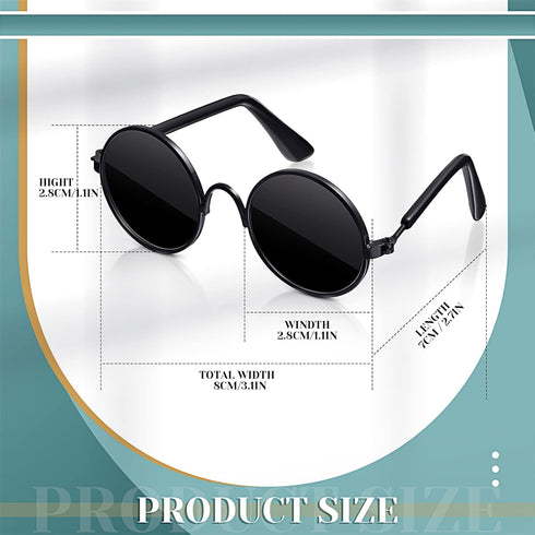Dog Sunglasses Retro Pet Glasses, Classic Round Dog Glasses for Cats and Dogs, Photos Props Cosplay Costume (Black)