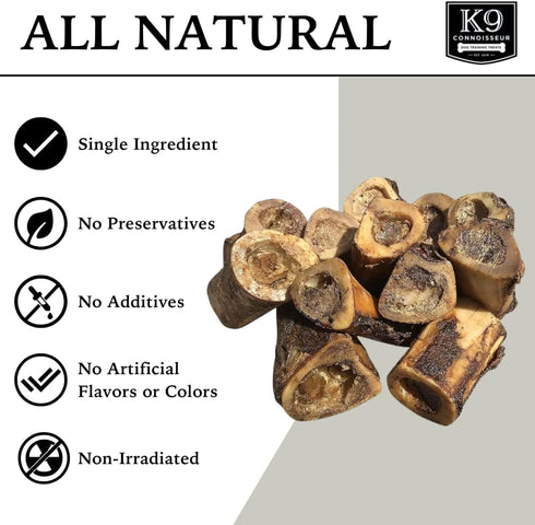 K9 50 12 Pack Connoisseur Beef Marrow Dog Bones Long Lasting for Aggressive Chewers - USA Made Single Ingredient Dynamo