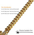 Gold Dog Chain Leash 15mm Cuban Link with Strong Buffer Spring, No-Pull Genuine Leather Handle for Large Dogs