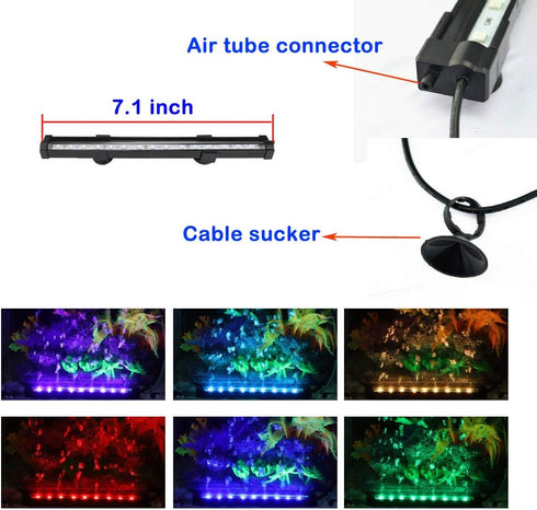 Aquarium Air Bubble Light, RGB LED Fish Tank Light with 16 Colors, Remote Control IP68 Submersible Lamp for Turtle Tank