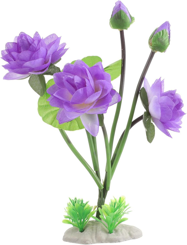 Simulated Lotus Ornament Flower, Plastic Purple Fishtank Decorations for Home Decor