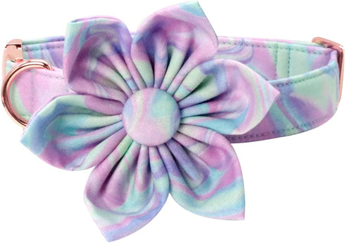Unique Style Paws Dog Collar with Flower Pattern, Adjustable Durable Collar for Small Medium Large Dogs