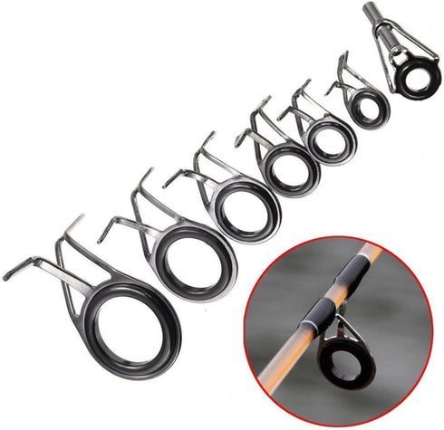 Honbay 7pcs Set Mixed Sizes Fishing Rod Eyes Guides Line Rings Repair Kit
