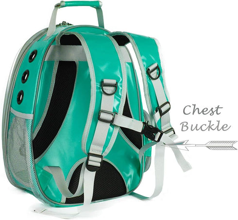 Clear Bubble Cat Backpack Carrier - Waterproof Airline Approved for Small Dogs, Green