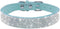 Rhinestone Dog Collar, Dazzling Sparkling Soft Suede Leather Adjustable for Puppy Small Medium Large Dogs, Light Blue