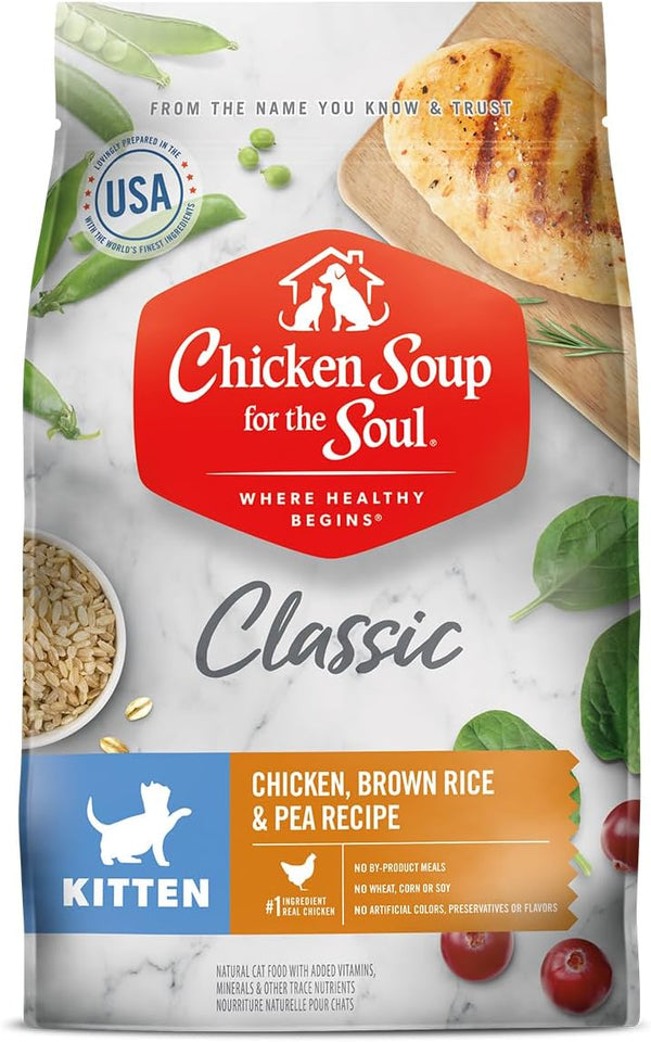 Chicken Soup for the Soul Classic Dry Kitten Food, Chicken, Brown Rice & Pea Recipe, 4.5 lb Bag, No Artificial Flavors