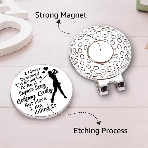 Hafhue I Never Dreamed I'd Grow Up to Be A Super Sexy Golfing Lady Ball Marker with Magnetic Clip