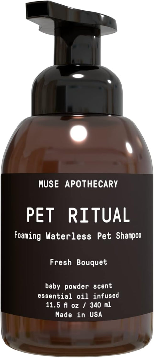 Muse Apothecary Pet Ritual Foaming Waterless Shampoo for Dogs - No Rinse Dog Shampoo - Essential Oils Infused, 11.5oz