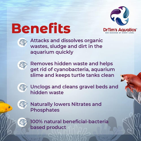 DrTim's Aquatics Freshwater Waste-Away, Natural Fish Tank & Aquarium Waste Management Solution, 4 oz. Treats 120 gal.